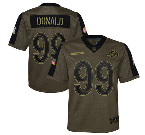 Aaron Donald Los Angeles Rams olive Salute To Service jersey