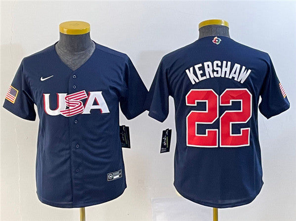 Clayton Kershaw Mexico Baseball navy Classic jersey