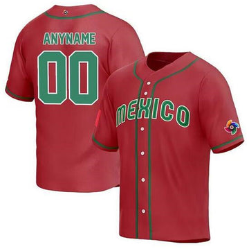 Custom Mexico Baseball red Classic jersey
