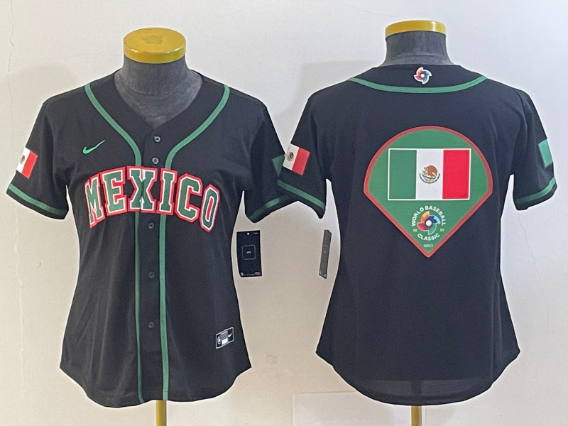 Custom Mexico Baseball black Classic jersey