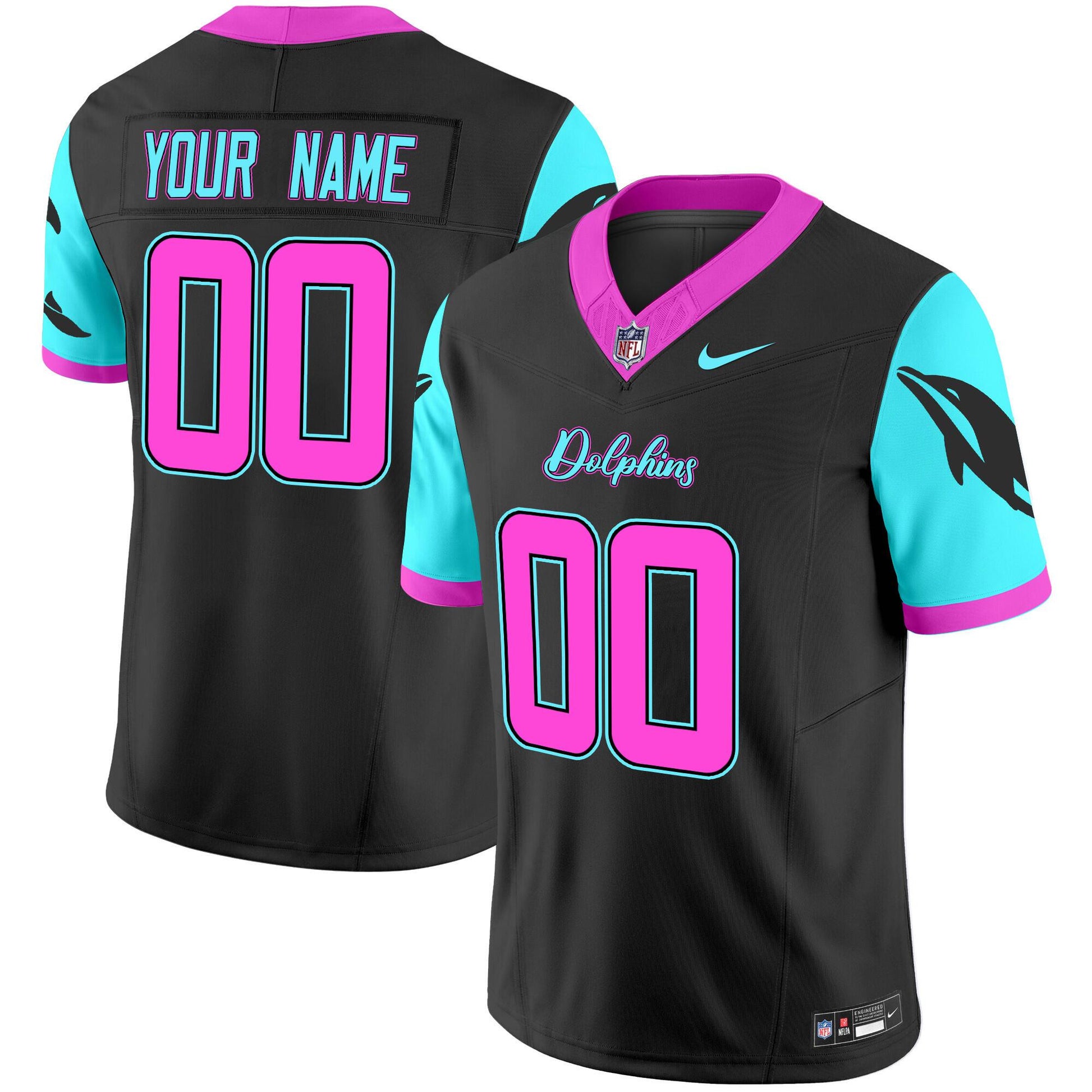 Custom Miami Dolphins black FUSE jersey