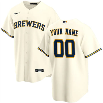 Custom Milwaukee Brewers cream jersey