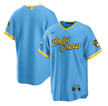 Custom Milwaukee Brewers blue City Connect jersey