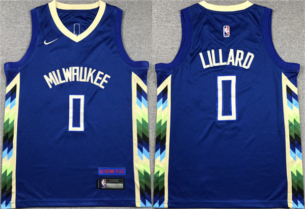 Damian Lillard Milwaukee Bucks blue City Edition jersey