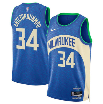 Giannis Antetokounmpo Milwaukee Bucks blue City Edition jersey