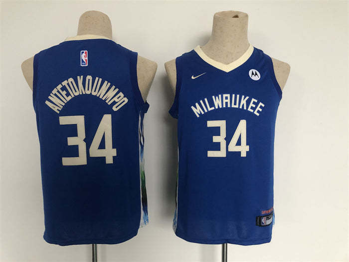 Giannis Antetokounmpo Milwaukee Bucks blue City Edition jersey