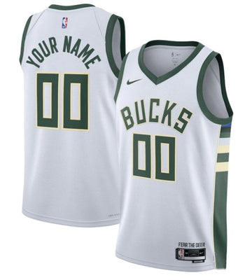 Custom Milwaukee Bucks white City Edition jersey