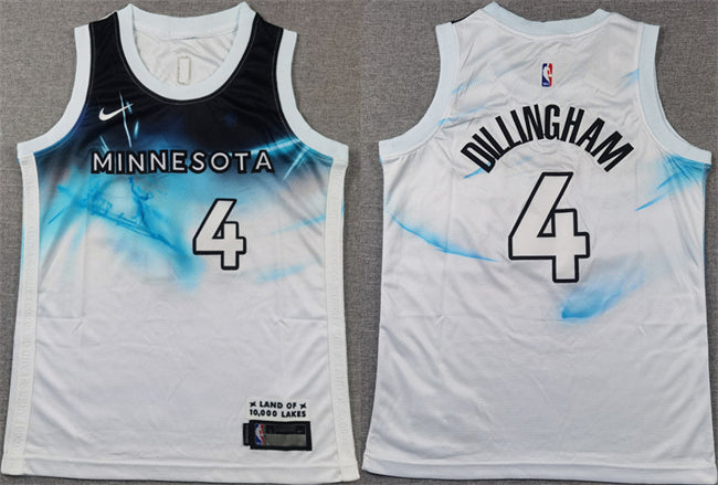 Rob Dillingham Minnesota Timberwolves white City Edition jersey