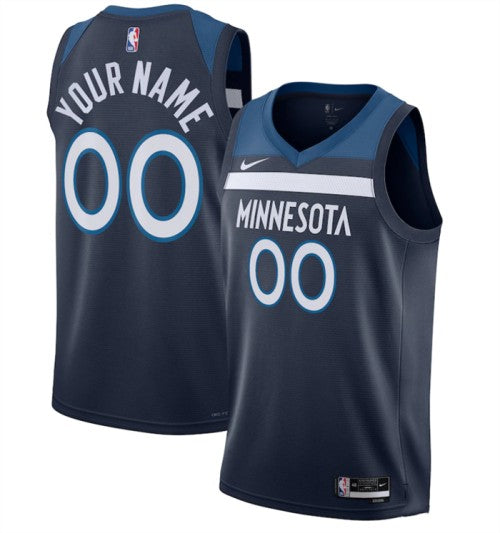 Custom Minnesota Timberwolves navy jersey