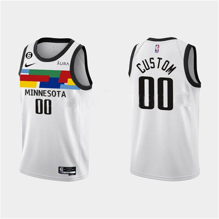 Custom Minnesota Timberwolves white City Edition jersey