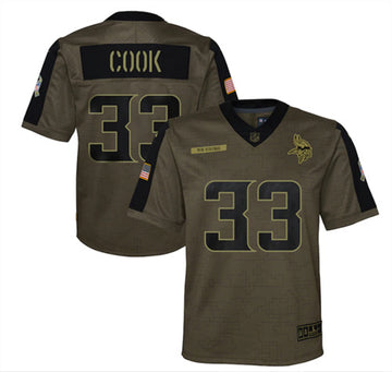 Dalvin Cook Minnesota Vikings olive Salute To Service jersey