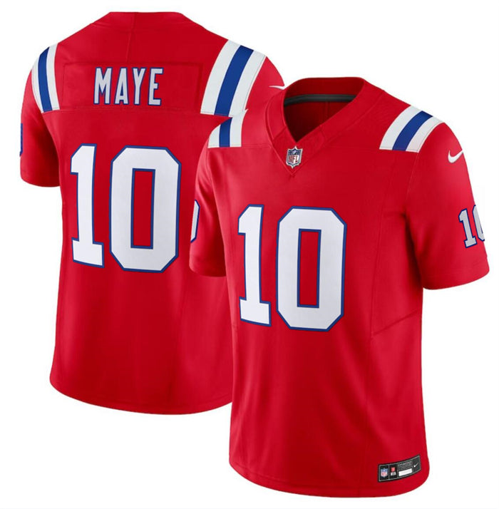Drake Maye New England Patriots red FUSE jersey