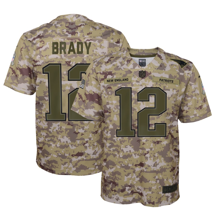 Tom Brady New England Patriots camo Salute To Service jersey