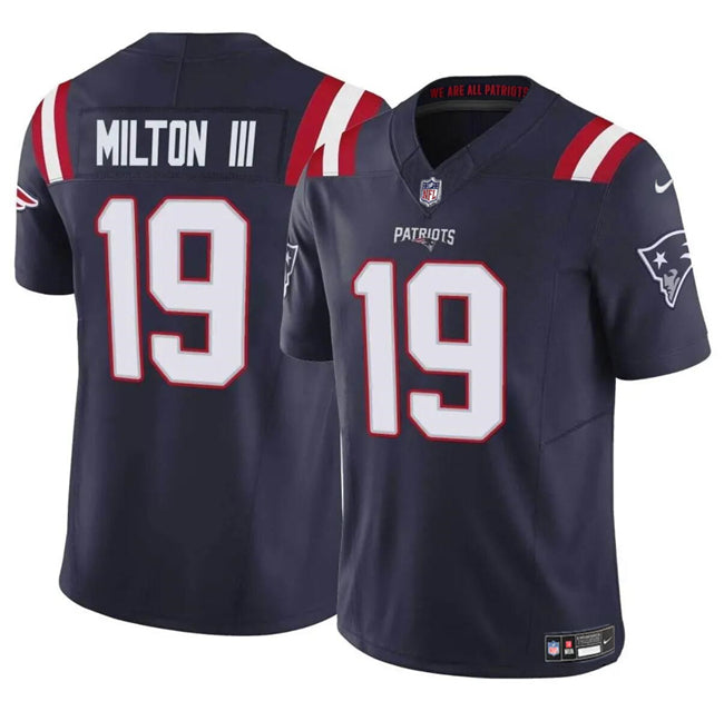 Joe Milton III New England Patriots navy FUSE jersey