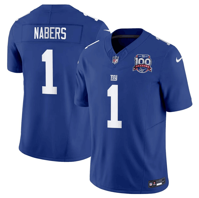 Malik Nabers New York Giants blue FUSE jersey