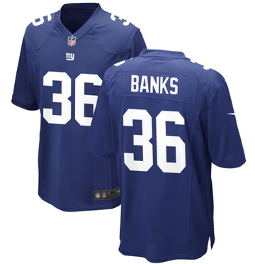 Deonte Banks New York Giants blue Game jersey