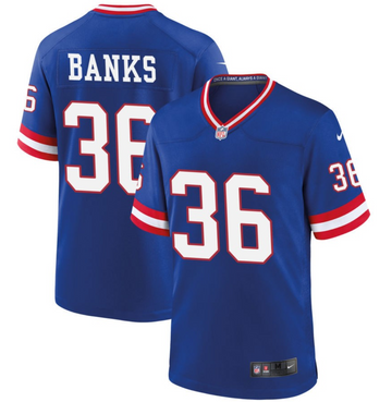 Deonte Banks New York Giants royal Game jersey