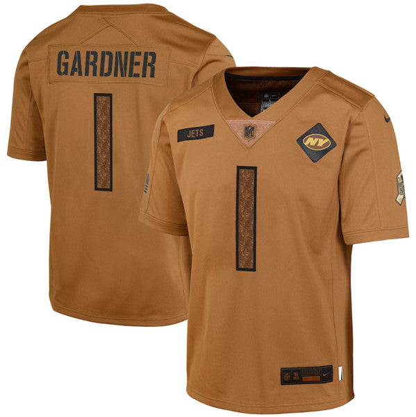 Sauce Gardner New York Jets brown Salute To Service jersey