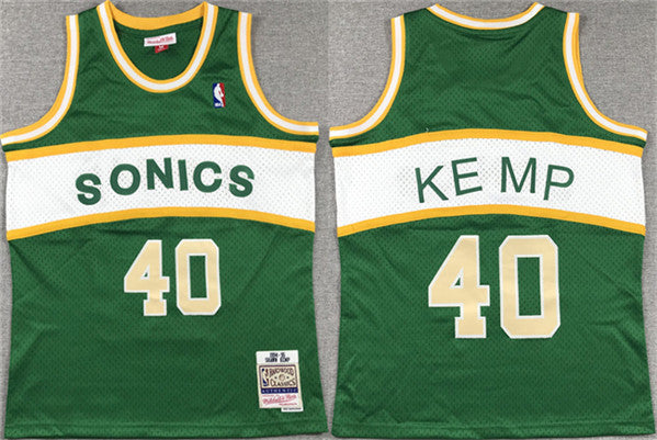 Shawn Kemp Oklahoma City Thunder green-white jersey