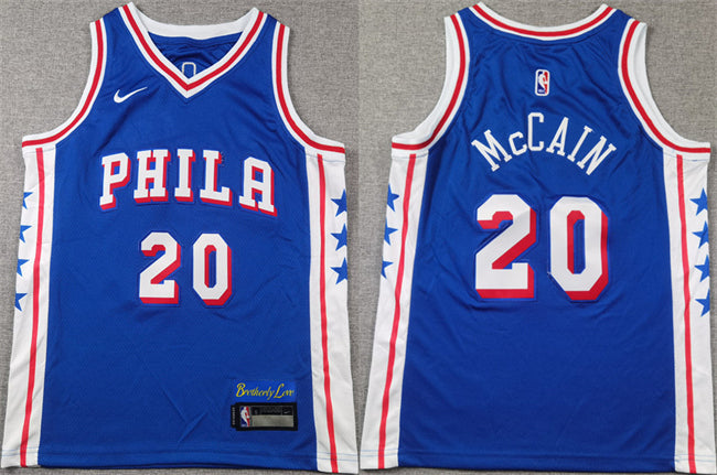 Jared McCain Philadelphia 76ers blue jersey
