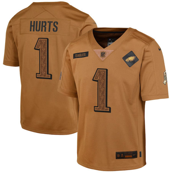 Jalen Hurts Philadelphia Eagles brown Salute To Service jersey