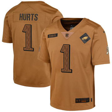 Jalen Hurts Philadelphia Eagles brown Salute To Service jersey