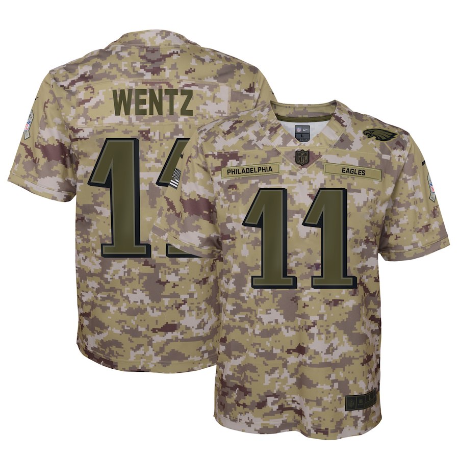 Carson Wentz Philadelphia Eagles camo Salute To Service jersey