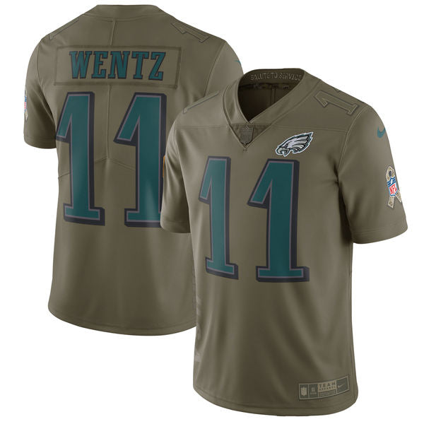 Carson Wentz Philadelphia Eagles olive Salute To Service jersey