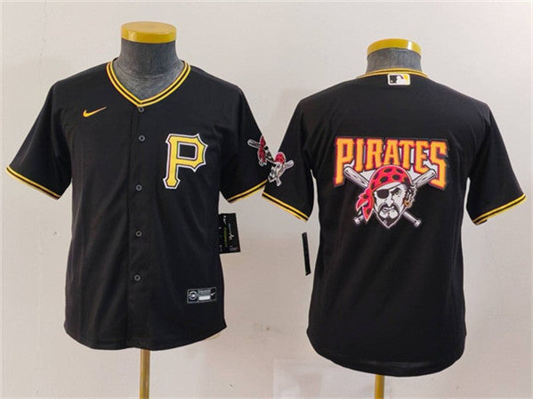 Team Big Logo Pittsburgh Pirates black jersey