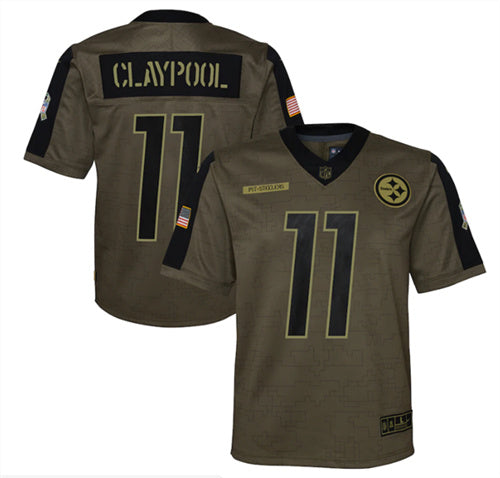 Chase Claypool Pittsburgh Steelers olive Salute To Service jersey