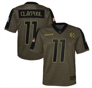 Chase Claypool Pittsburgh Steelers olive Salute To Service jersey