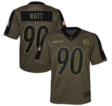 TJ Watt Pittsburgh Steelers olive Salute To Service jersey