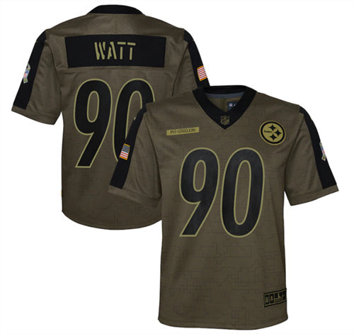 TJ Watt Pittsburgh Steelers olive Salute To Service jersey