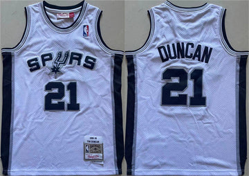 Tim Duncan San Antonio Spurs white jersey