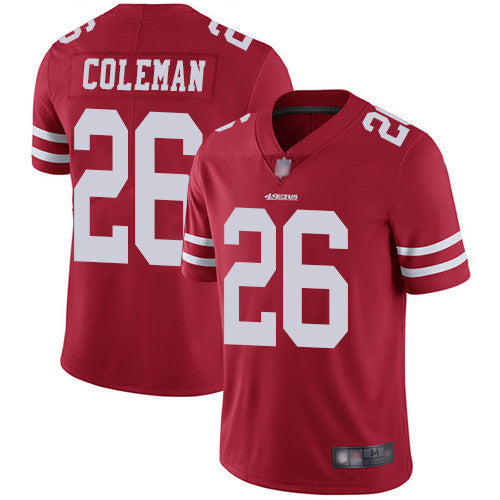 Tevin Coleman San Francisco 49ers red jersey