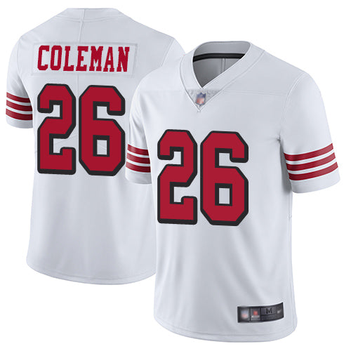 Tevin Coleman San Francisco 49ers white jersey