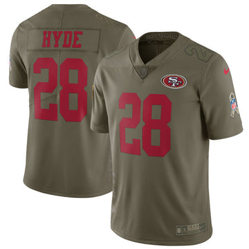 Carlos Hyde San Francisco 49ers olive Salute To Service jersey