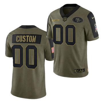 Custom San Francisco 49ers olive Salute To Service jersey