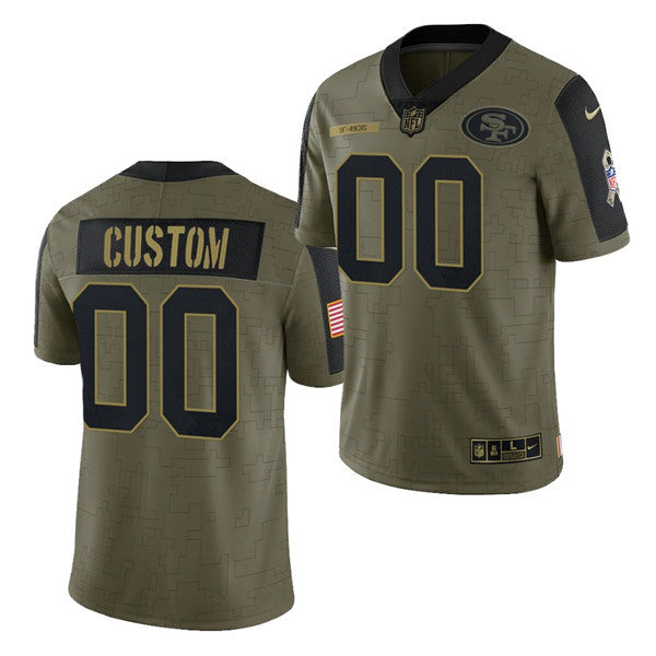 Custom San Francisco 49ers olive Salute To Service jersey