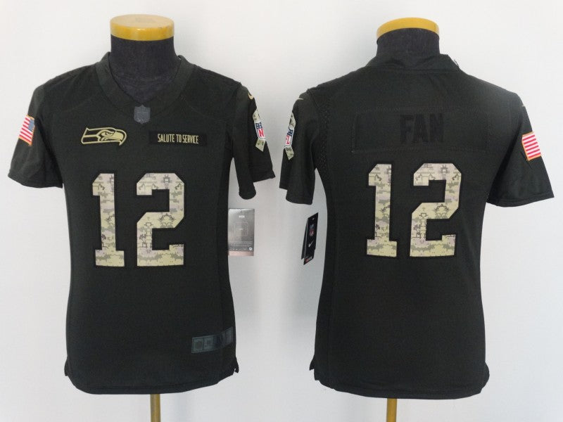 Fan Seattle Seahawks black Salute To Service jersey
