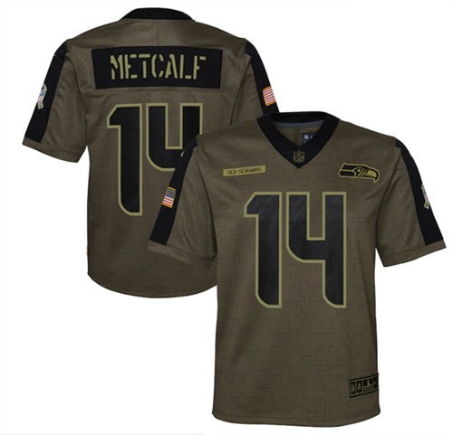 DK Metcalf Seattle Seahawks olive Salute To Service jersey