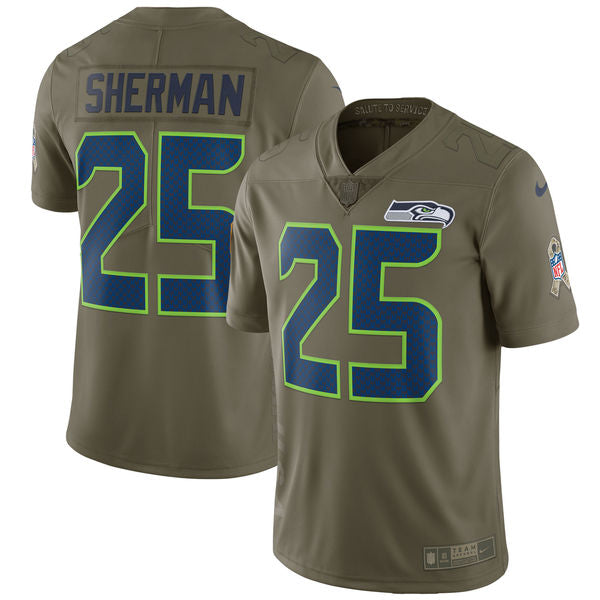 Richard Sherman Seattle Seahawks olive Salute To Service jersey