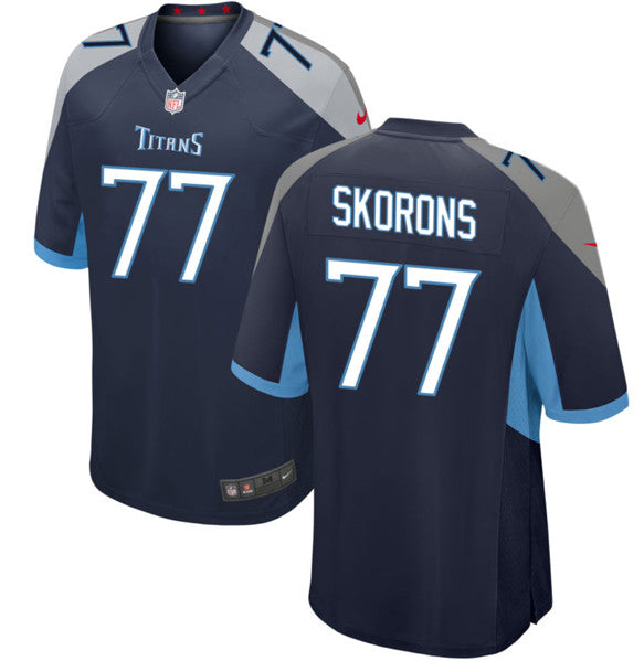 Peter Skoronski Tennessee Titans navy Game jersey
