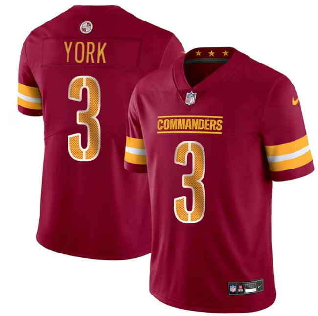 Cade York Washington Commanders burgundy jersey