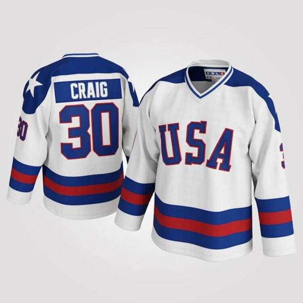 Jim Craig Team USA Hockey white jersey
