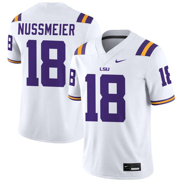 Garrett Nussmeier LSU Tigers white Limited jersey