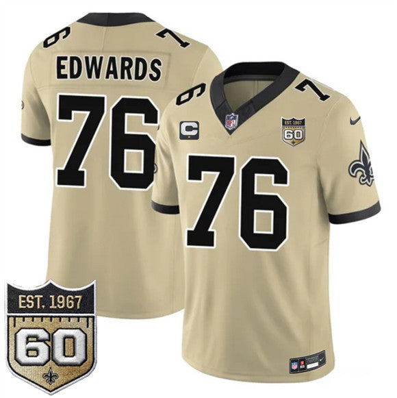 David Edwards New Orleans Saints gold Vapor jersey
