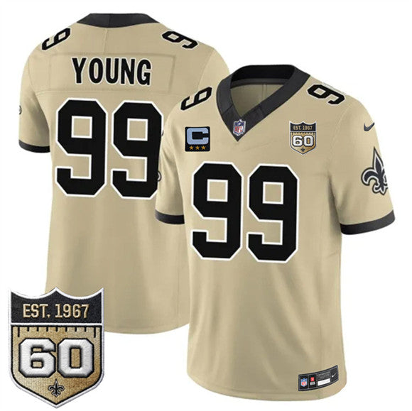 Chase Young New Orleans Saints gold Vapor jersey