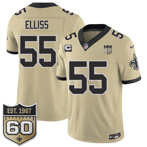 Kaden Elliss New Orleans Saints gold Vapor jersey