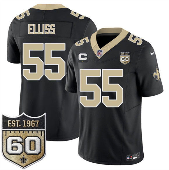 Kaden Elliss New Orleans Saints black Vapor jersey